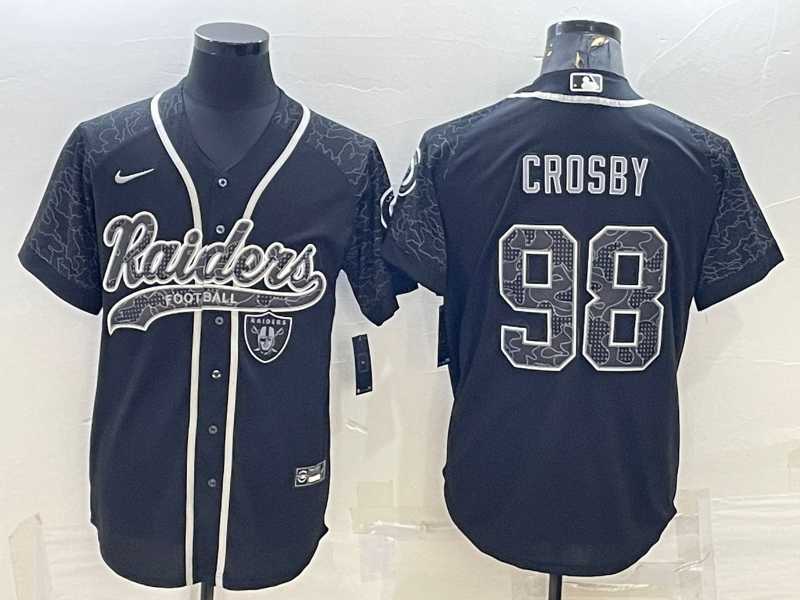 Men%27s Las Vegas Raiders #98 Maxx Crosby Black Reflective Limited Stitched Football Jersey